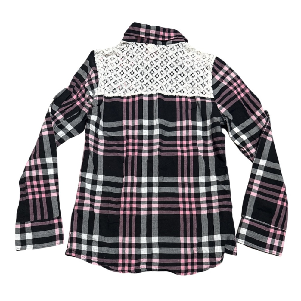 Girls Arizona Jean Company Pink and Black Button Down Shirt - Picture 2 of 6